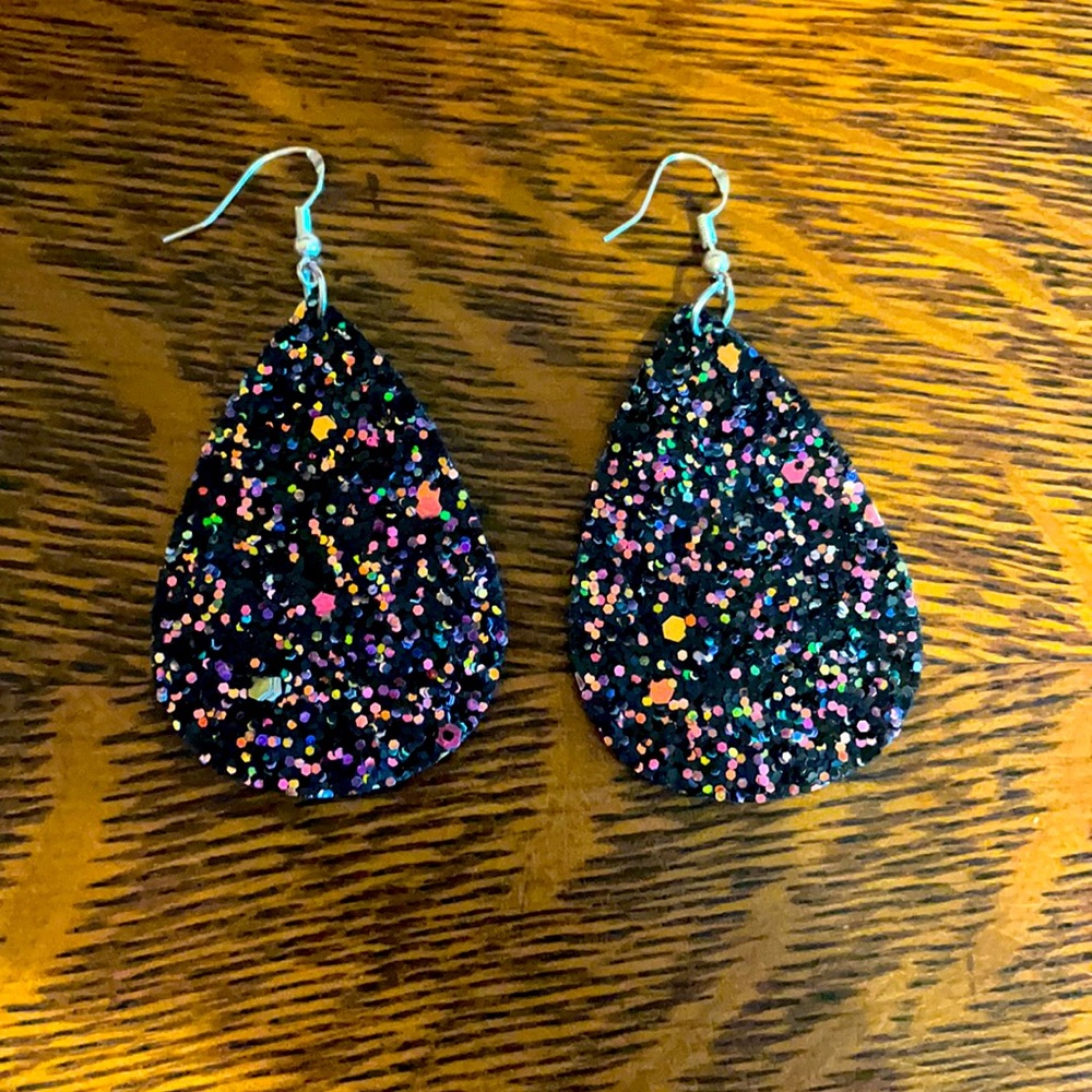 Black Glitter Earrings